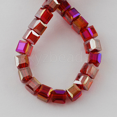 Electroplate Glass Beads Strands X-EGLA-R030-8x8mm-04-1