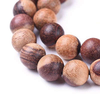 Natural Wood Beads Strands WOOD-F008-04-C-1