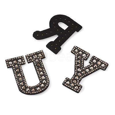 Alphabet Resin Rhinestone Patches DIY-TAC0005-45H-1