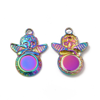 Ion Plating(IP) 304 Stainless Steel Pendant Cabochons Settings STAS-A070-40MC-1