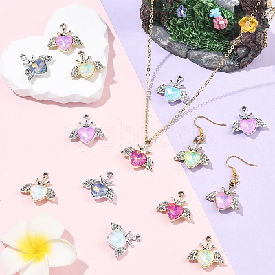20Pcs 2 Colors UV Plating Alloy Mixed Color Glass Rhinestone Pendants FIND-YW0011-17-1