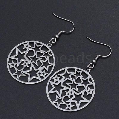 Tarnish Resistant 201 Stainless Steel Dangle Earrings STAS-S105-JN608-1-1