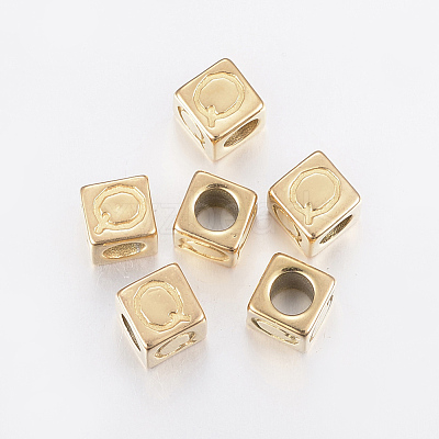 304 Stainless Steel Large Hole Letter European Beads STAS-H428-01G-Q-1
