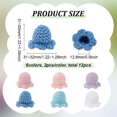 12Pcs 6 Colors Flower Shape Cotton Knitted Costume Ornament Accessories DIY-FG0005-34-1