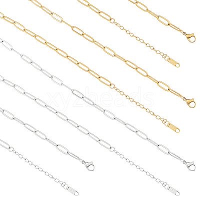 12Pcs 316L Surgical Stainless Steel Paperclip Chain Necklaces NJEW-HS00005-1