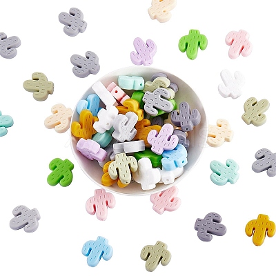 24Pcs 12 Colors Cactus Silicone Beads JX324A-01-1