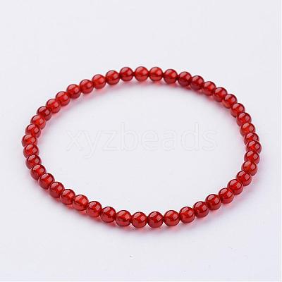 Natural Carnelian(Dyed & Heated) Beaded Stretch Bracelets BJEW-JB02459-03-1