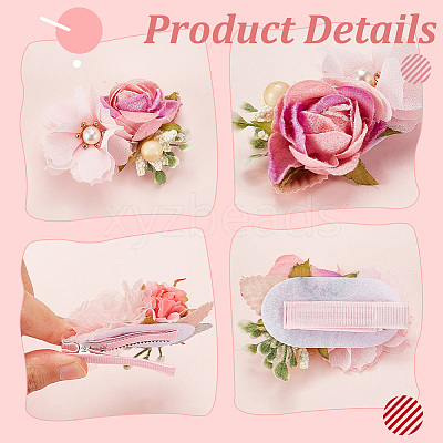 10Pcs 10 Styles Simulation Flower Cloth Alligator Hair Clips PHAR-GA0001-01-1