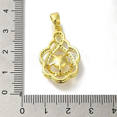 Rack Plating Brass Micro Pave Clear Cubic Zirconia Pendant Settings KK-H485-02G-1