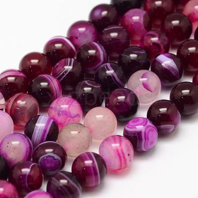 Natural Striped Agate/Banded Agate Bead Strands X-G-K155-A-8mm-02-1