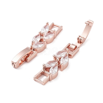Brass Fold Over Clasps ZIRC-WH0009-02RG-1