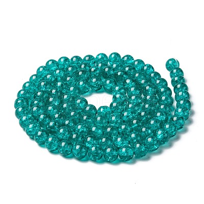 Spray Painted Crackle Glass Beads Strands CCG-Q001-8mm-15-1