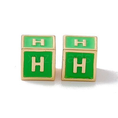 Rack Plating Brass Enamel Beads KK-B060-04G-02H-1