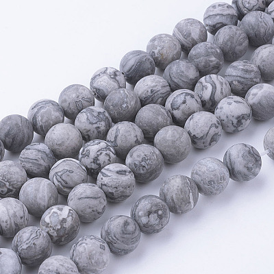 Natural Map Stone/Picasso Stone/Picasso Jasper Bead Strands G-G735-27F-10mm-1
