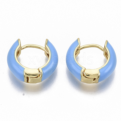 Brass Huggie Hoop Earrings EJEW-S209-01B-1