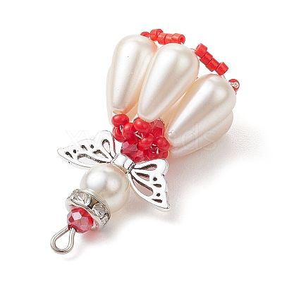 Pearlized Glass Pearl Beads  Pendants PALLOY-MZ00487-03-1