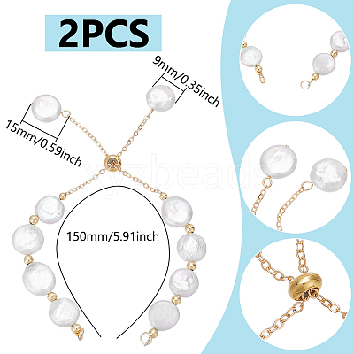 2Pcs Natural Keshi Pearl Slider Bracelet Making BJEW-UN00020-1