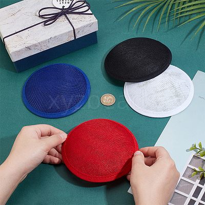 4Pcs 4 Colors Imitation Hemp Round Fascinator Hat Base for Millinery AJEW-BC0007-36-1