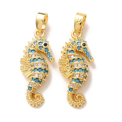 Brass Micro Pave Deep Sky Blue Cubic Zirconia Pendants CU-CBA9AB3-39G-1