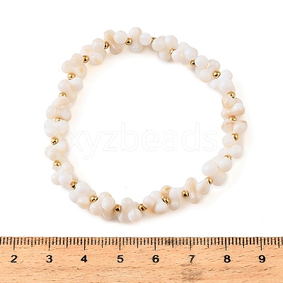 304 Stainless Steel & Shell Pearls Beaded Stretch Bracelets for Women SA-CBAAFEE-03G-1