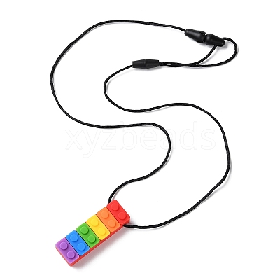 Rainbow Building Blocks Food Grade  Silicone Pendant Molar Stick Nursing Necklaces SIL-Z004-02B-1
