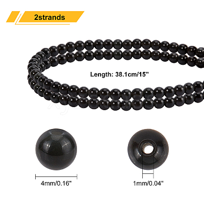 Natural Obsidian Beads Strands G-PH0028-4mm-14-1