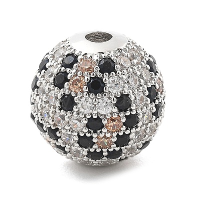 Brass Micro Pave Cubic Zirconia Beads KK-L228-11P-1