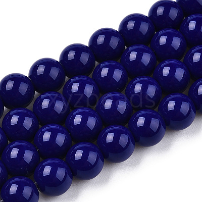Opaque Solid Color Glass Beads Strands GLAA-T032-P8mm-03-1