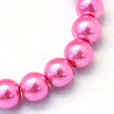 Baking Paint Pearlized Glass Pearl Round Bead Strands X-HY-Q330-8mm-54-1