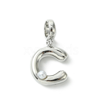 Rack Plating Brass with ABS Plastic Pearl European Dangle Charms KK-G501-02C-P-1