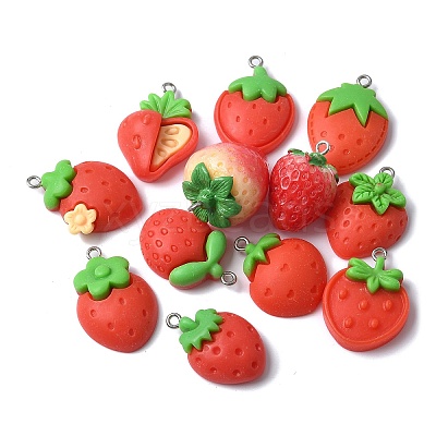 12Pcs 12 Styles Opaque Resin Pendants RESI-V001-04-1