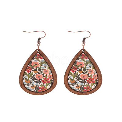 Wood Dangle Earrings FS-WG89FD2-02-1