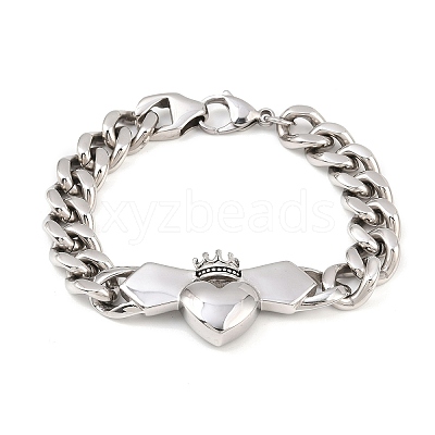 Crown Heart 304 Stainless Steel Links BJEW-D379-18P-1