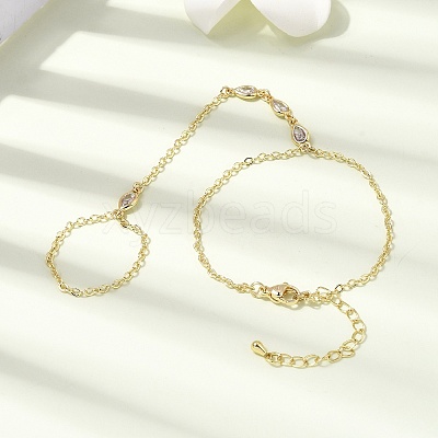 Brass Micro Pave Cubic Zirconia Mittens Bracelets BJEW-C156-01G-03-1