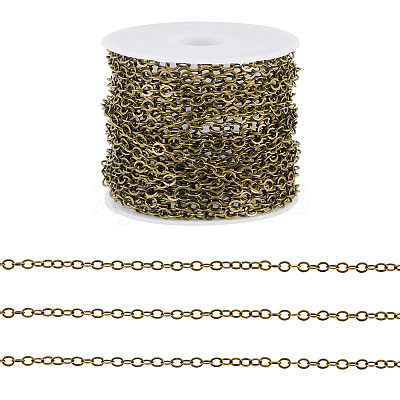 5M Brass Flat Oval Cable Chains CHC-TADJ0001-02AB-1