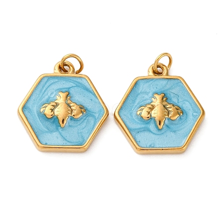 304 Stainless Steel Enamel Pendants STAS-U061-37G-C04-1