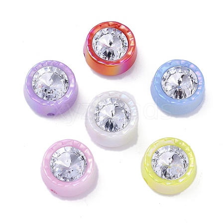 UV Plating Iridescent Acrylic with Rhinestone Beads OACR-B021-07-1