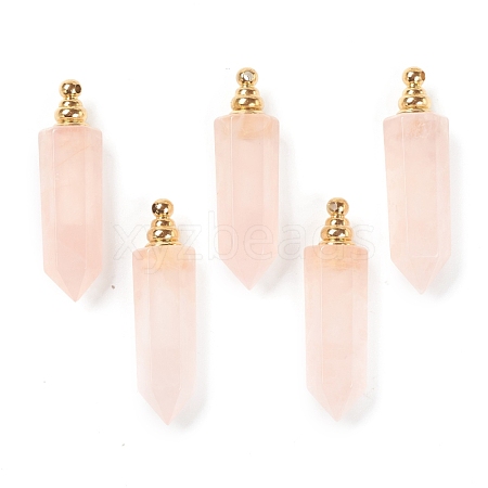 Faceted Natural Rose Quartz Pointed Pendants G-H252-F06-1