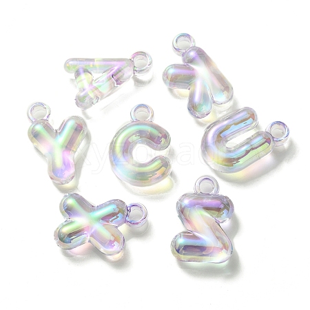 UV Plating Rainbow Iridescent Acrylic Beads OACR-K003-007D-1