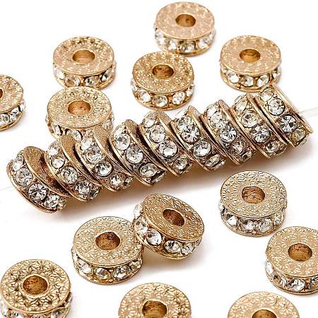 Rack Plating Flat Round Alloy Rhinestone Beads RB-D293-02LG-1