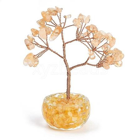 Natural Yellow Quartz Chips Tree of Life Decorations DJEW-B013-01C-1