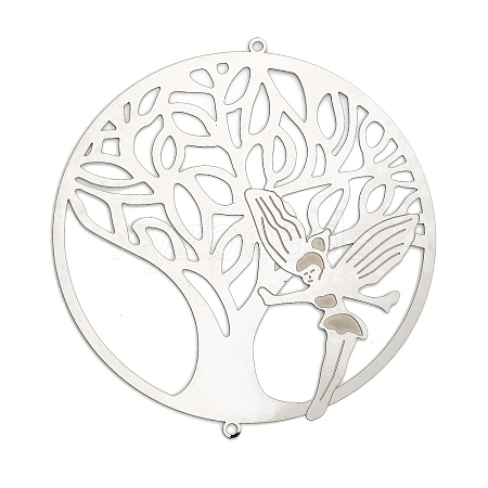 201 Stainless Steel Laser Cut Tree of Life Connector Charms STAS-Z116-02P-01-1