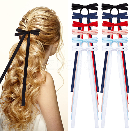 Big Bowknot Polyester Alligator Hair Clips AJEW-CP0008-39C-1
