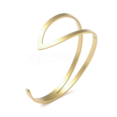 201 Stainless Steel Open Cuff Bangles for Women BJEW-M044-01G-1