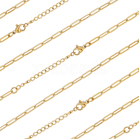 10Pcs 667 Stainless Steel Paperclip Chain Necklaces NJEW-BBC0001-48B-G-1