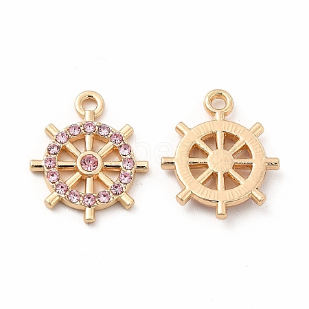 Rack Plating Eco-friendly Alloy Rhinestone Pendants FIND-A025-01G-02-1