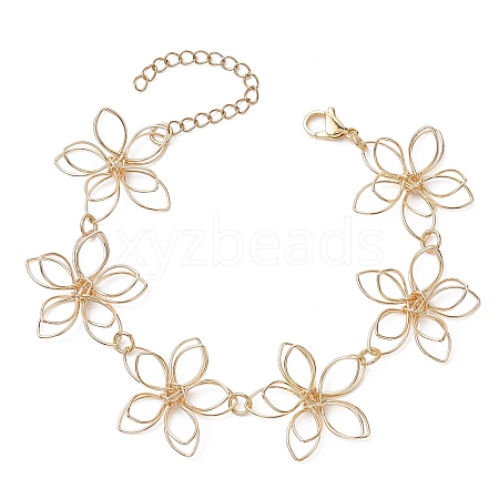 Brass Flower Links Bracelets for Women BJEW-JB10613-1