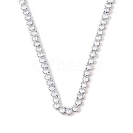 Rack Plating Brass Clear Cubic Zirconia Cup Chain Necklaces NJEW-Q348-02P-1