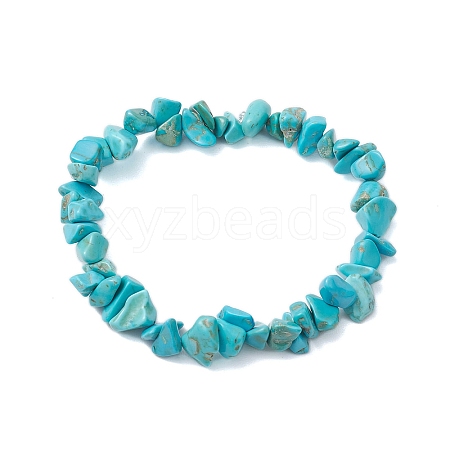 Synthetic Turquoise Chip Beaded Stretch Bracelets for Women Men BJEW-JB10652-01-1