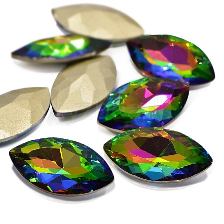 Faceted Horse Eye Glass Pointed Back Rhinestone Cabochons RGLA-A011-17x32mm-S19-1